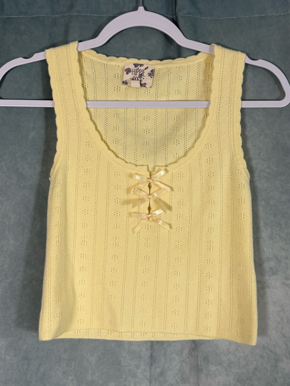 Hippie Rose Yellow Knit Tank Top XS